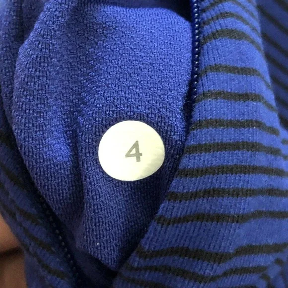 Lululemon Stripe Sapphire Blue Black Kanto Catch Me LS Thumbhole Slim Rulu Top 4 - Picture 6 of 7